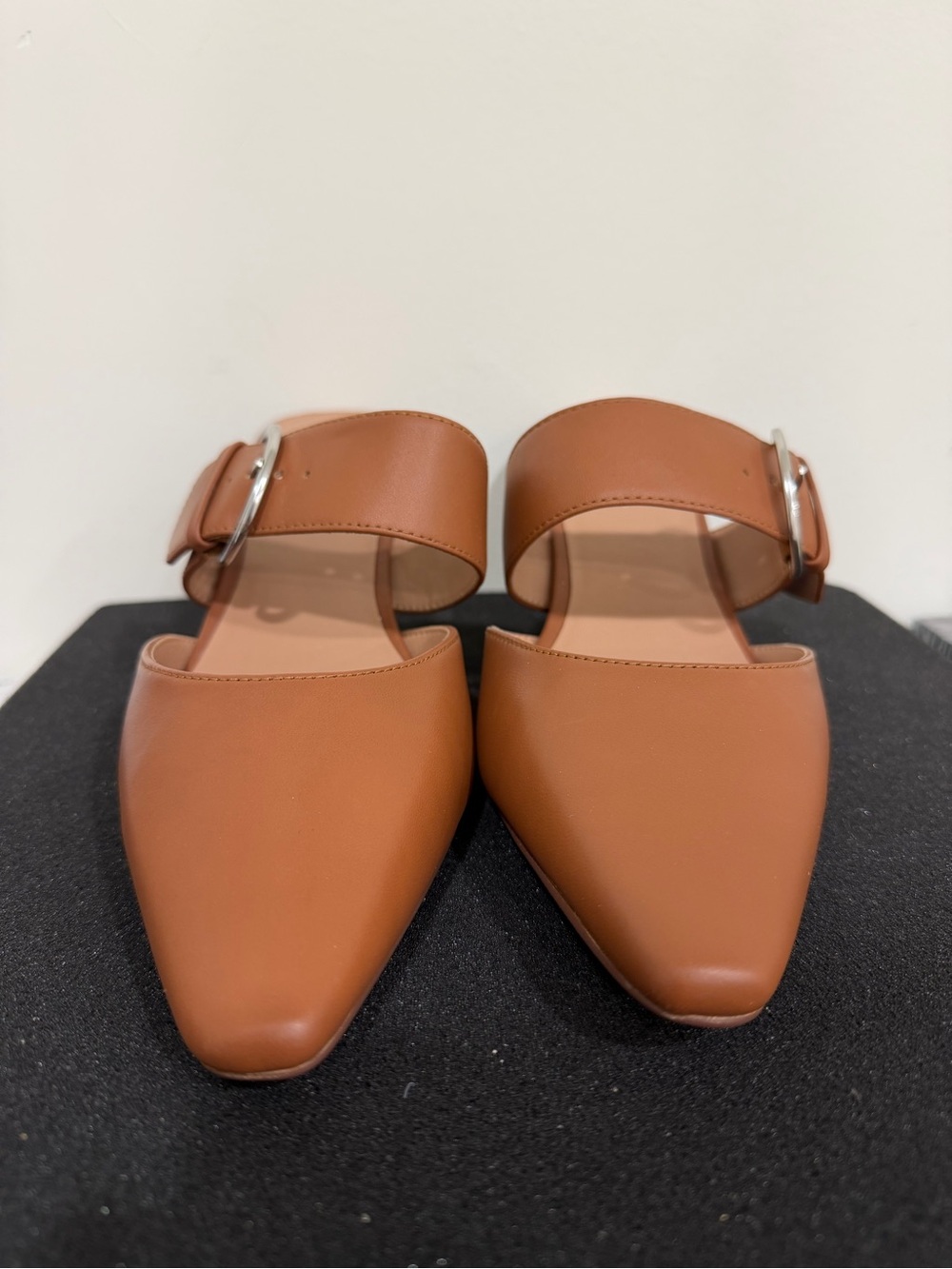 Paolo Cynthia Women's Pointed Toe Buckle Strap Flats in Brown Gorgeous Comfy